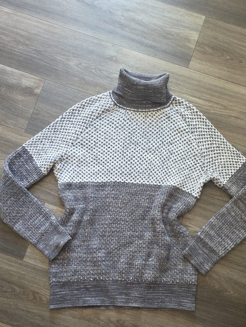 Prana Two-Tone Cowl Sweater - White & Gray